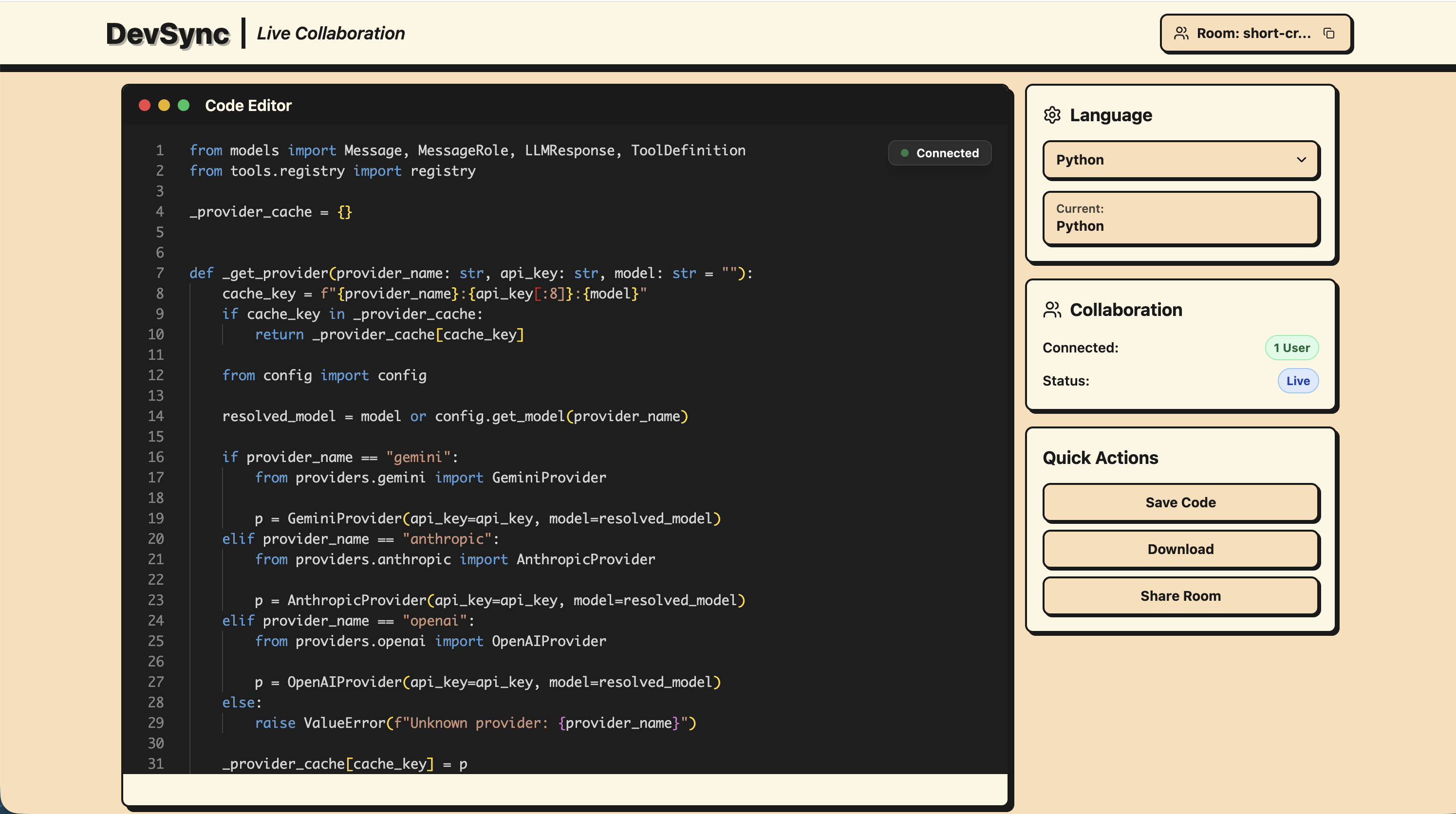 DevSync – Collaborative Code Editor